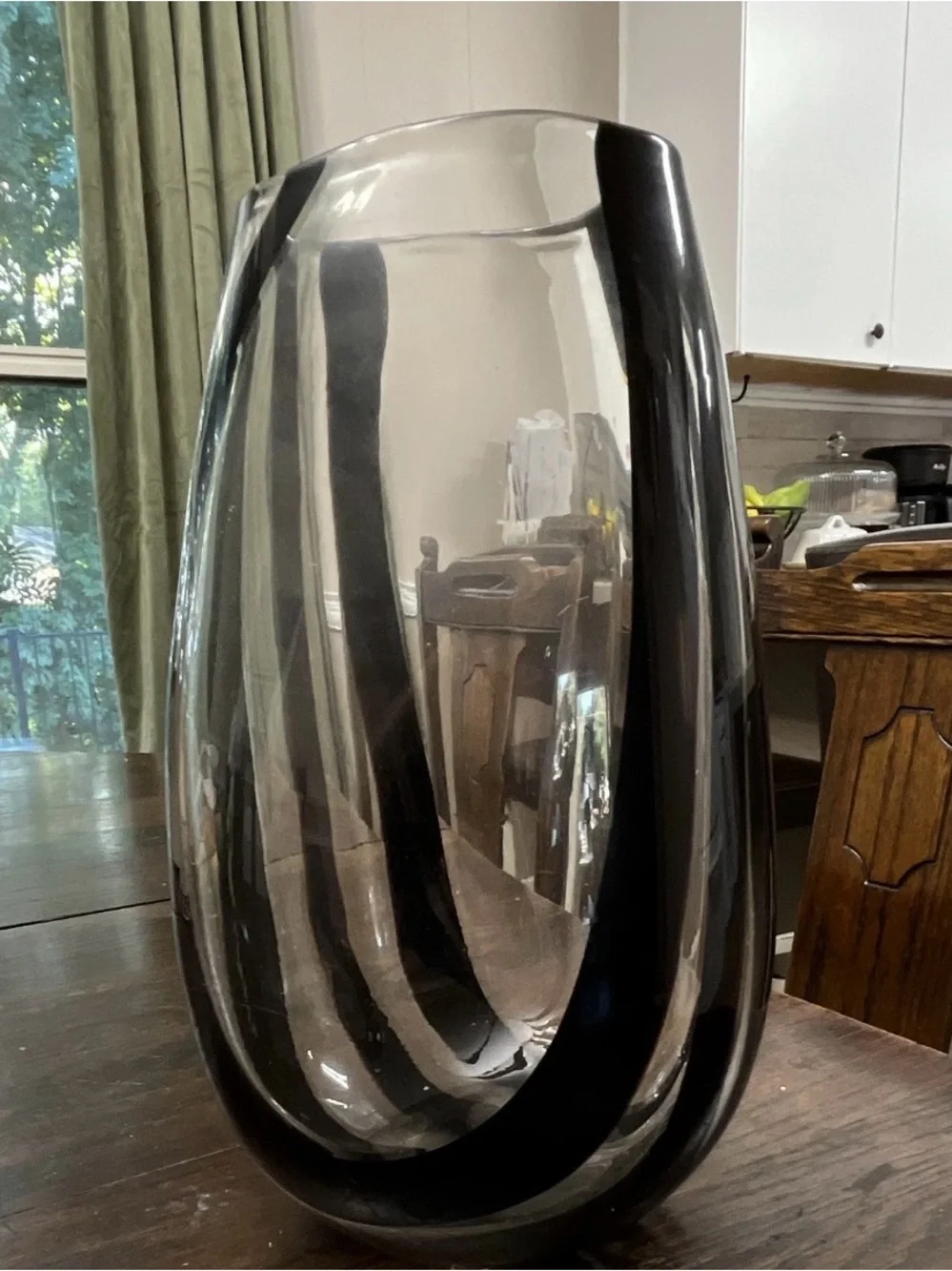 Smoky Black Swirl Glass Vase - Modern Home Accent